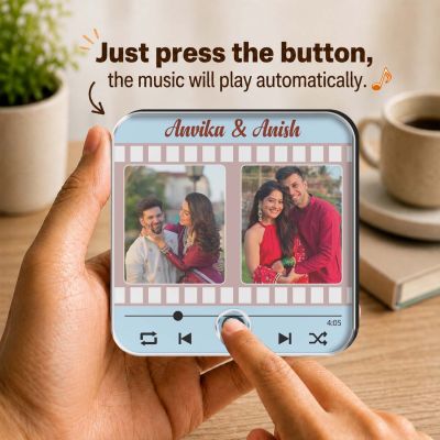 Personalized Music Fridge Magnet with Auto Play Button Custom Photo & Favorite Song Display | Romantic Gift for Couples, Weddings, Engagements & Anniversaries
